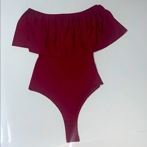 Red off the shoulder Body suit